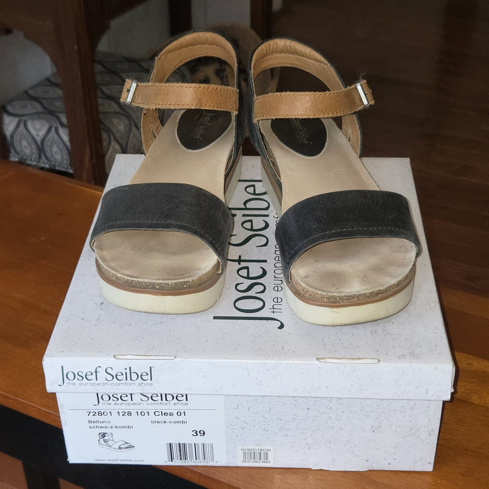 Josef Seibel Clea Women's Black and Brown Sandals
